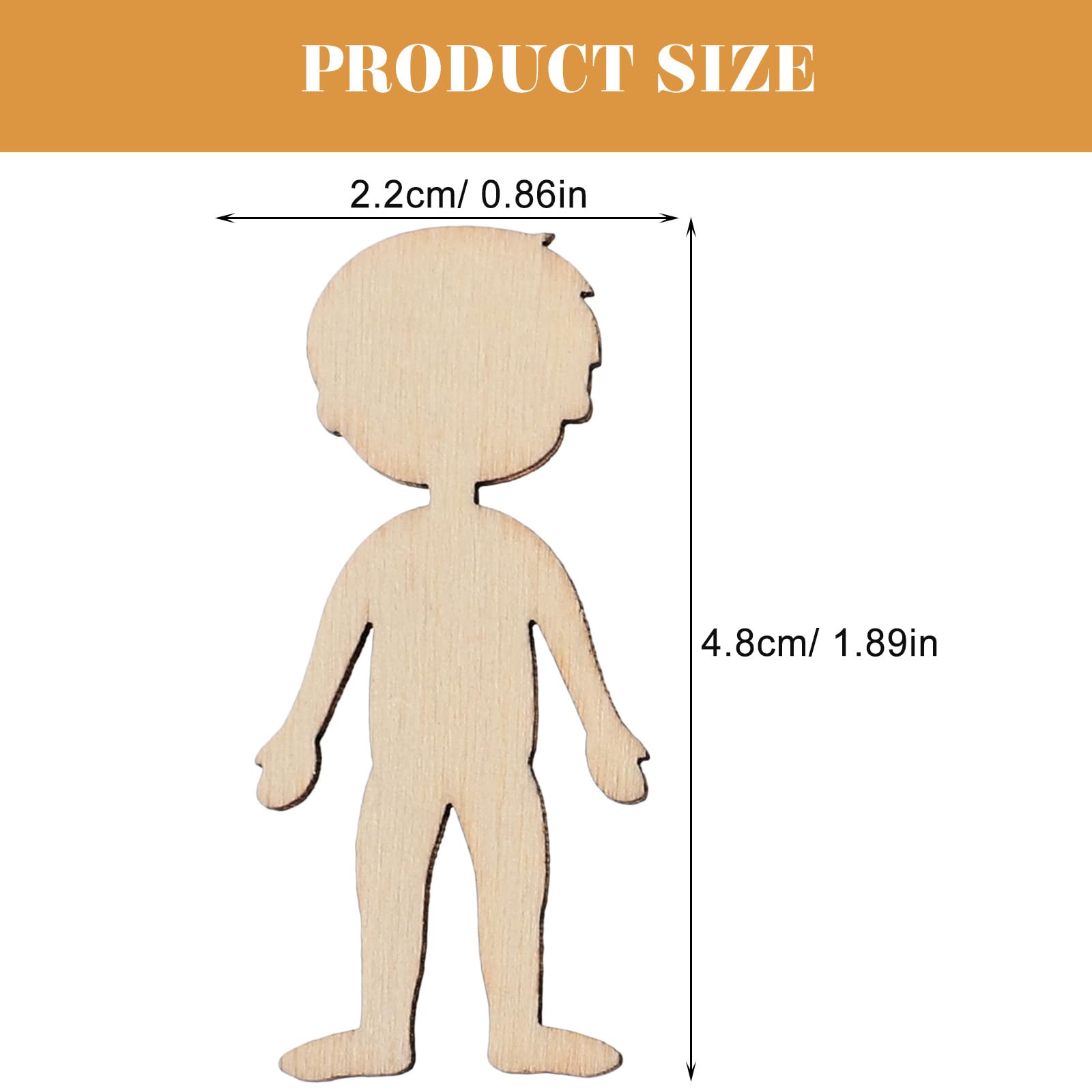COHEALI DIY Boy Girl Slices 50pcs Cutout Unfinished People Shaped Craft Sticks Blank Wooden Slices for DIY Projects Wooden Figurine Embellishments - Image 2