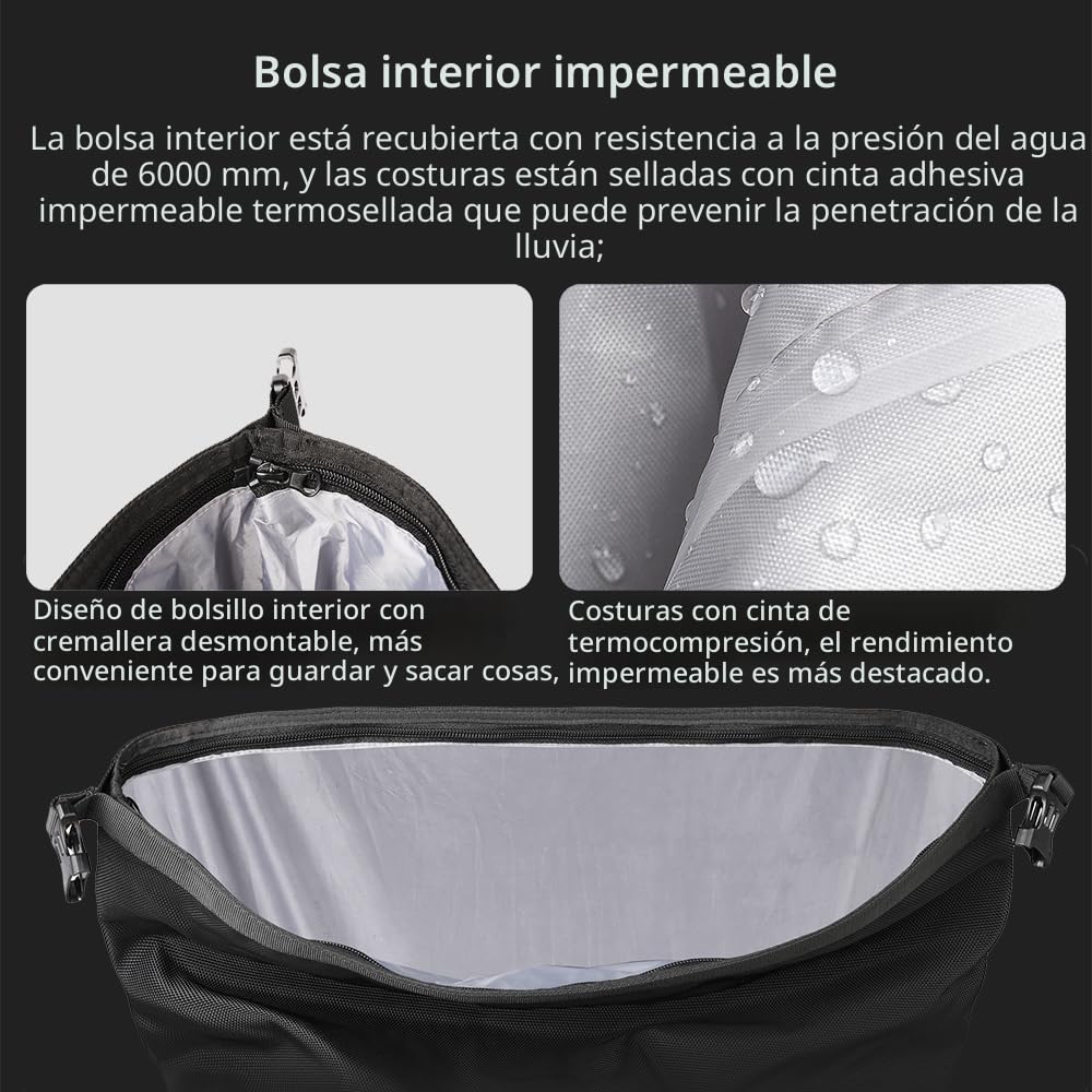 Rhinowalk Bolsas laterales impermeables 25L para moto aventura deportiva negro