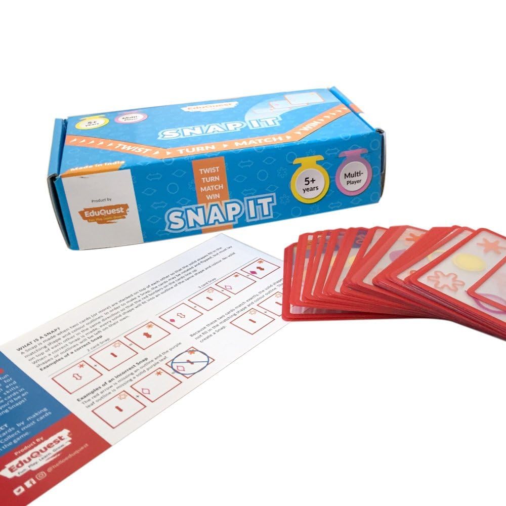 SNAP IT Card Game | 42 Transparent Cards | Challenging Card Game | Twist-Turn-Match-Win | Ideal for 5+ Years Age