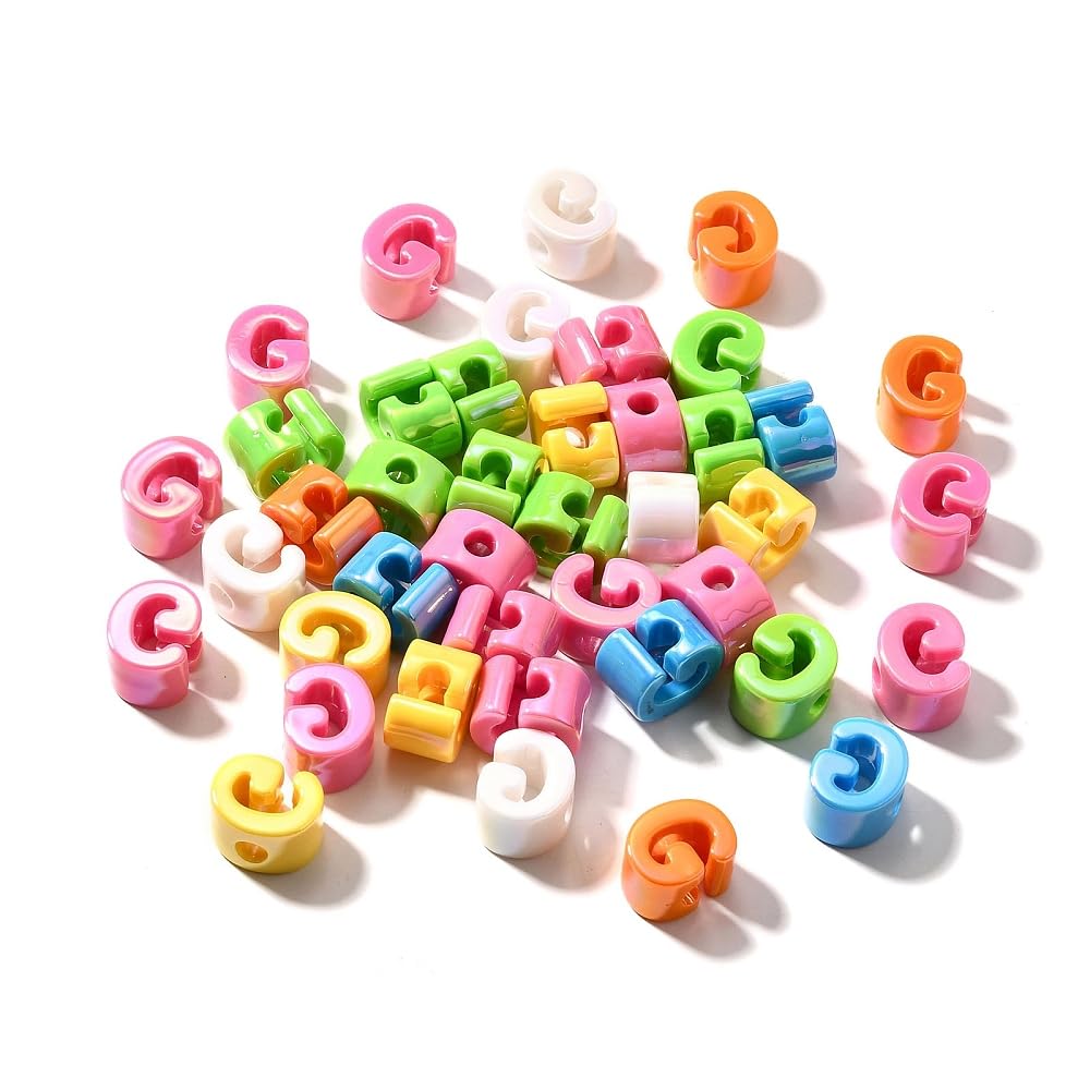 DanLingJewelry 40Pcs Random Rainbow Large Letter G Acrylic Beads AB Colour Iridescent Alphabet Keychain Beads for Bracelets Necklaces Jewellery Making โ image 1