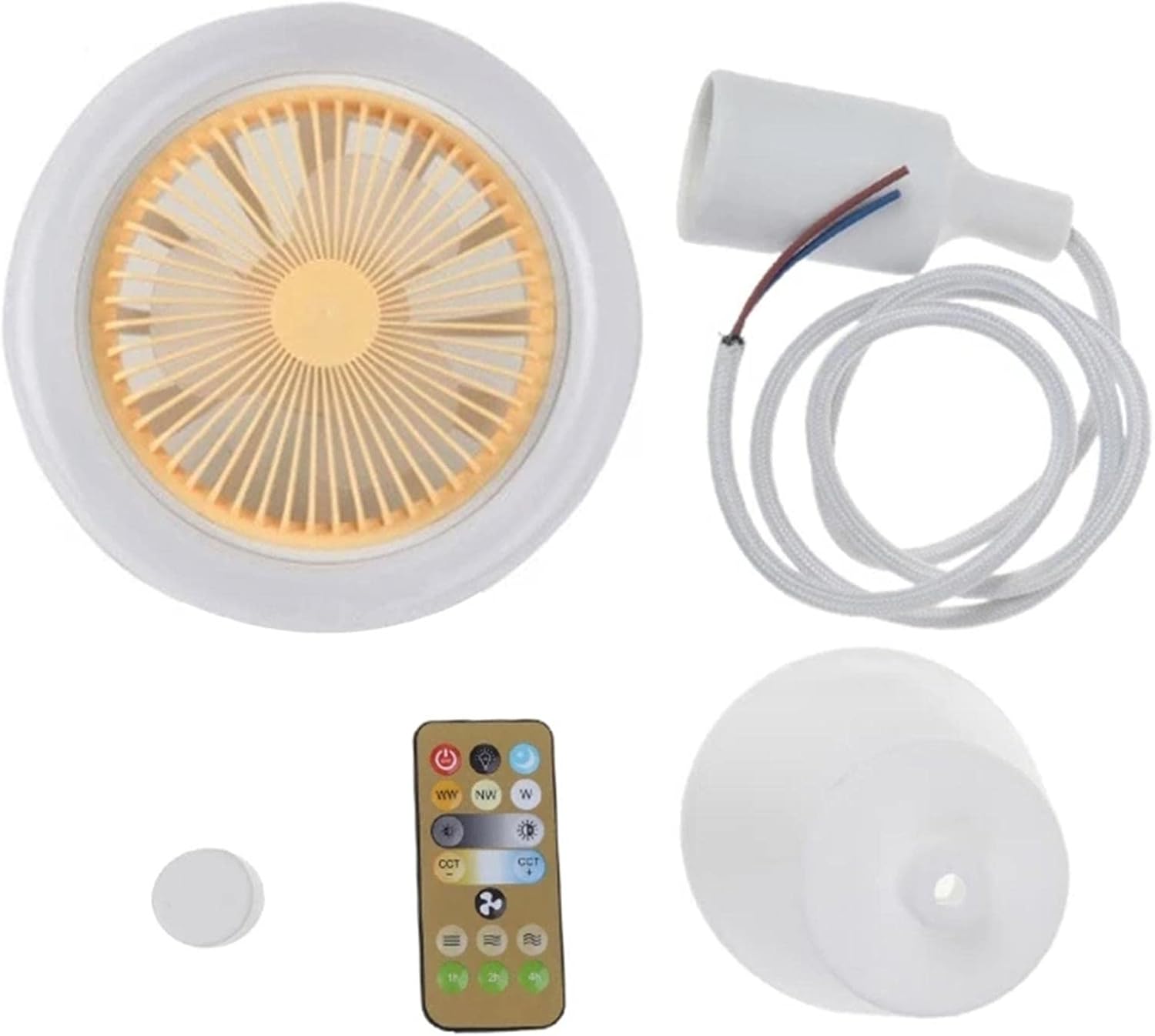 yanjing Iluminación y Ventiladores de Techo, atenuación con Control Remoto, Viento de 3 Niveles y 3 Colores, luz de Techo con Ventilador, Ventilador eléctrico