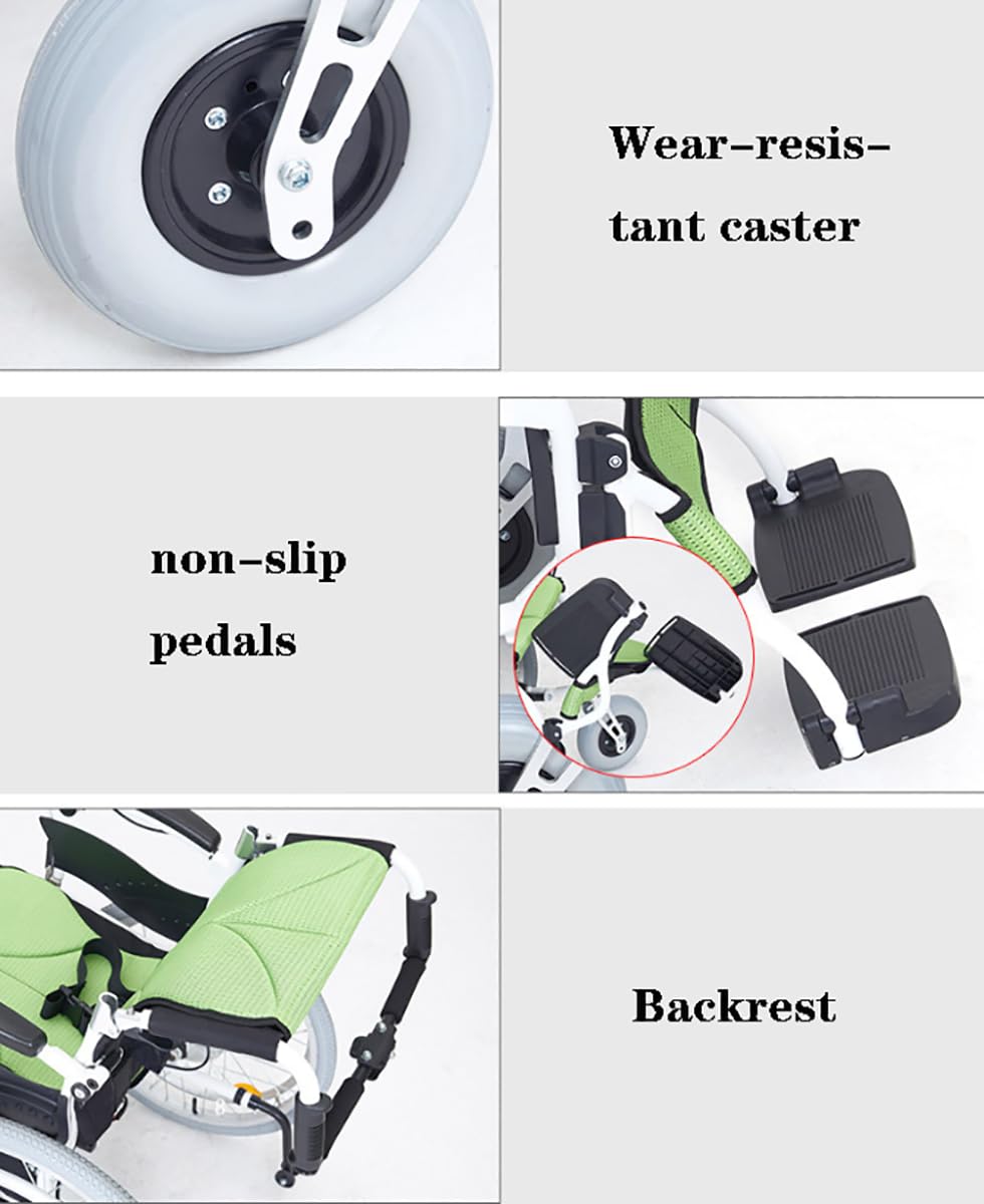 Ultraligera Silla De Ruedas Eléctrica para Minusválidos Y Ancianos Silla De Ruedas Ortopédica Ergonómica Silla De Ruedas Compacta con Reposabrazos Fijos Silla De Ruedas De Tránsito 1,1