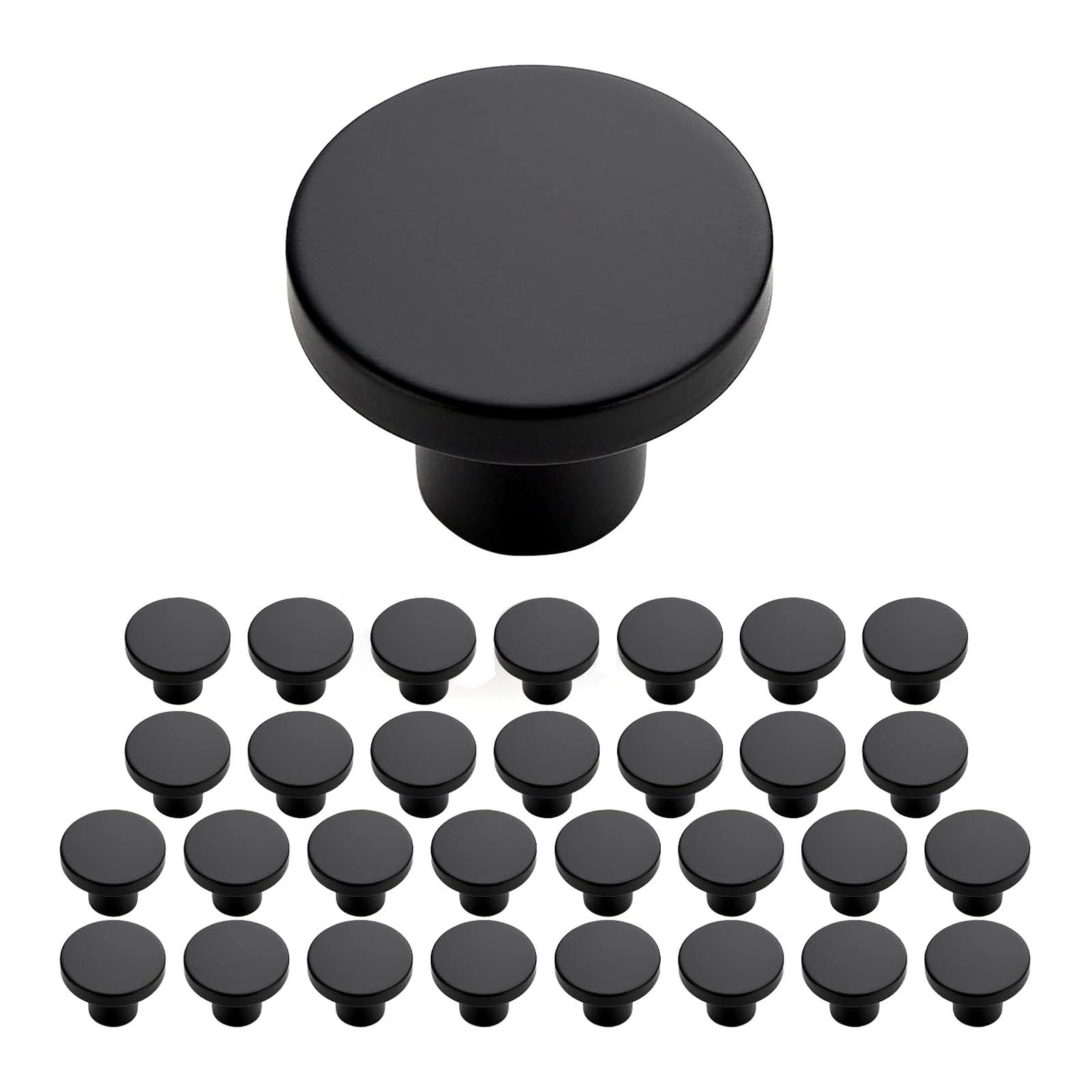 Tiradores de aleación de aluminio negros de 30mm para cajones y puertas de armarios de cocina