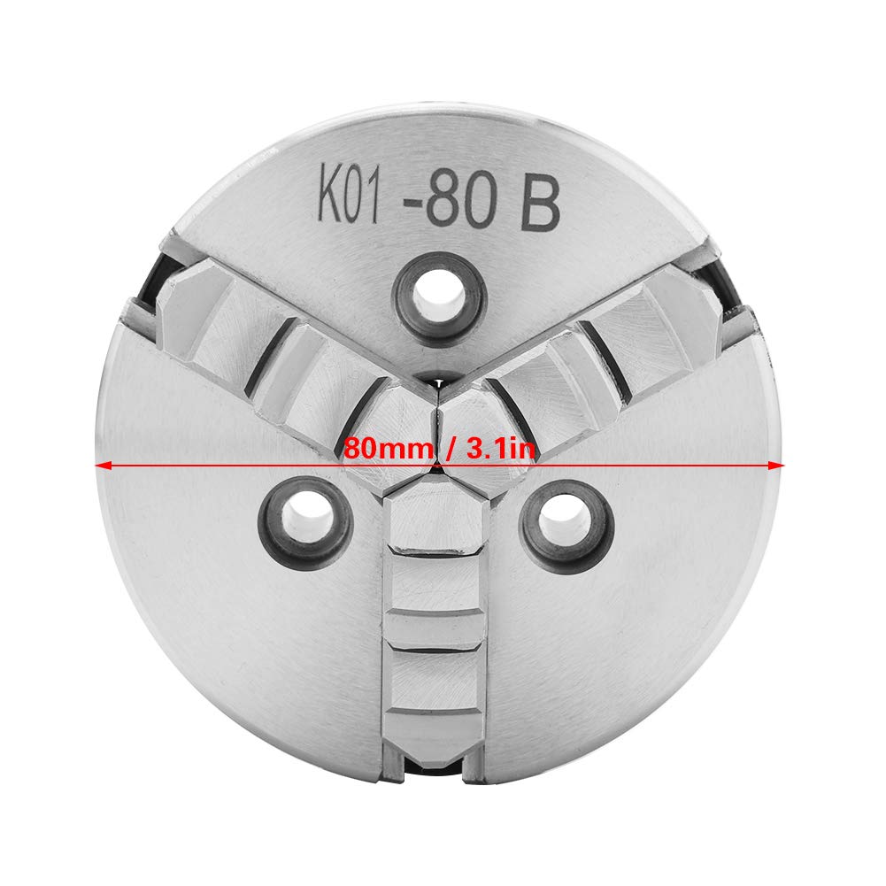 Mandrino 3,1 pollici a 3 ganasce, mandrino a ganasce reversibile autocentrante manuale SANOU K01-80B, accessori per tornio con mandrino in metallo di precisione