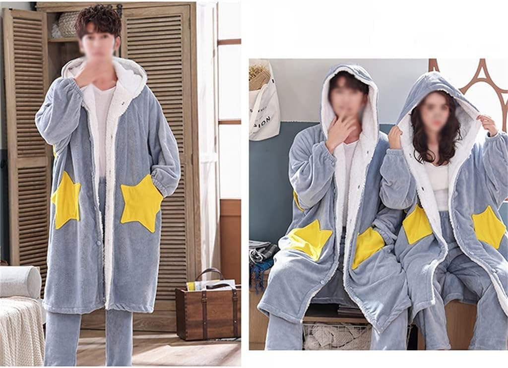 男性用バスローブは厚くて暖かく、柔らかく快適で、自宅の外で着用できます (A L)