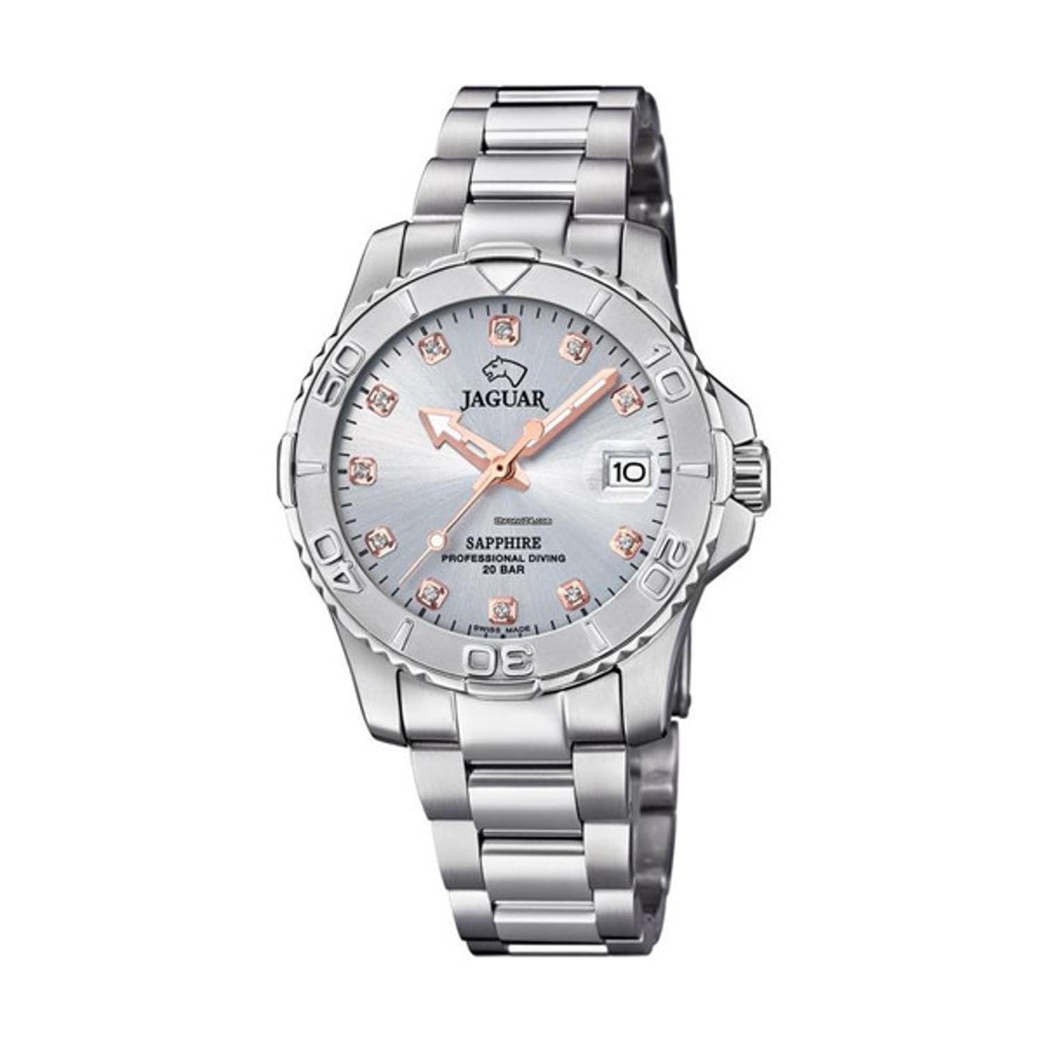 JAGUAR Watch for Women J870/2 Couples Diver 316l Stainless Steel Case Silver 316l Stainless Steel Strap Silver