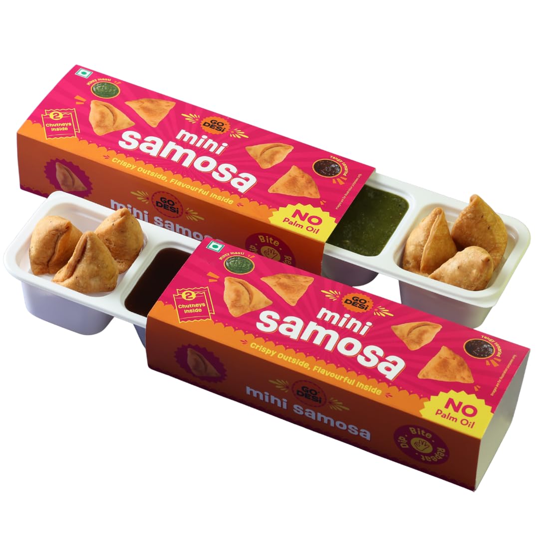 GO DESi Mini Samosa with 2 Chutneys Inside - 150 grams | No Palm Oil | Ready to Eat Snacks | Pack of 2-picture-18