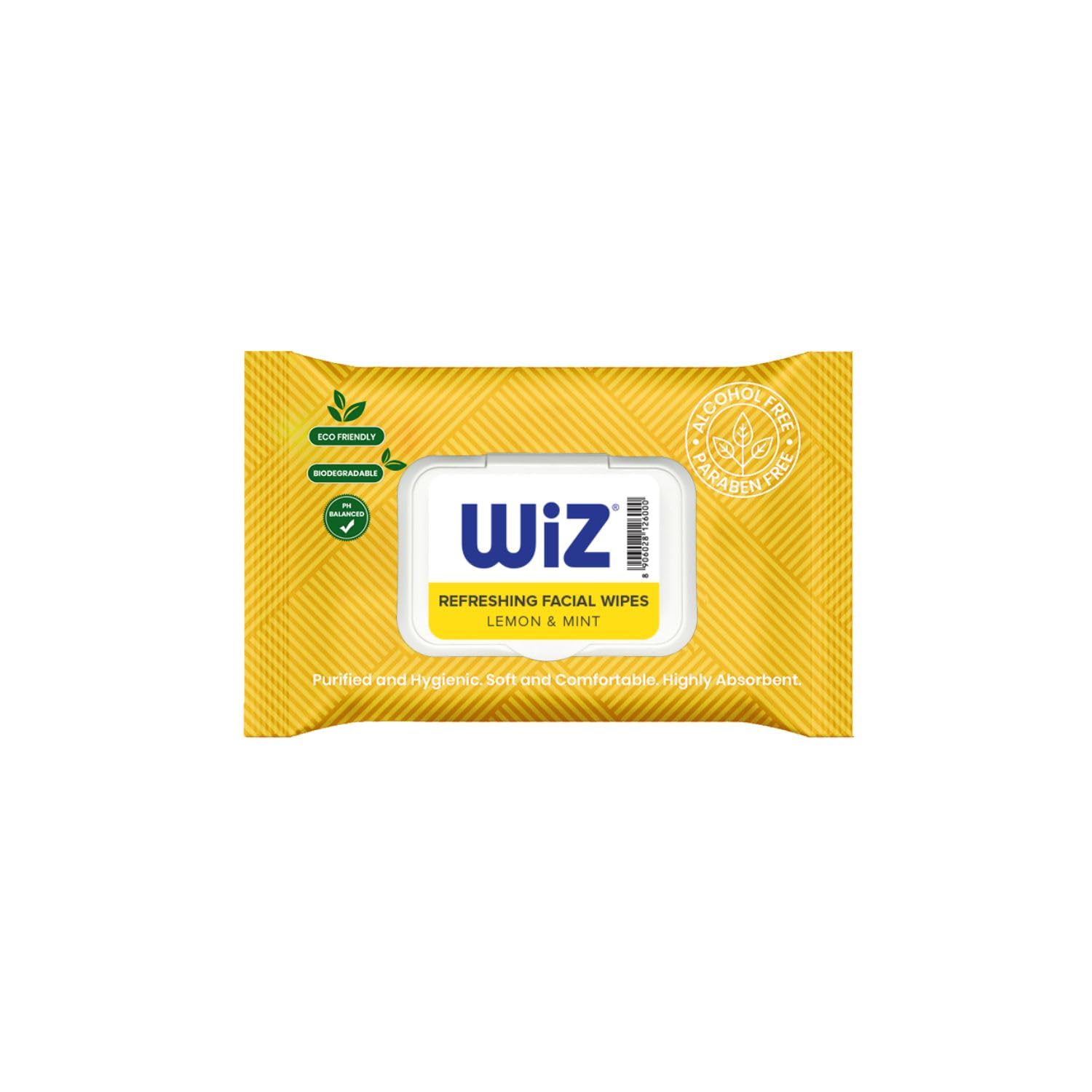 Wiz Refreshing Facial Wet Wipes with Lemon & Mint | Face Cleansing & Refreshing Wipes | Removes Dirt, Oil & Sweat | Cooling Wet Tissues for Daily Use & Travel | 25 Pulls (Pack of 1)-image-46