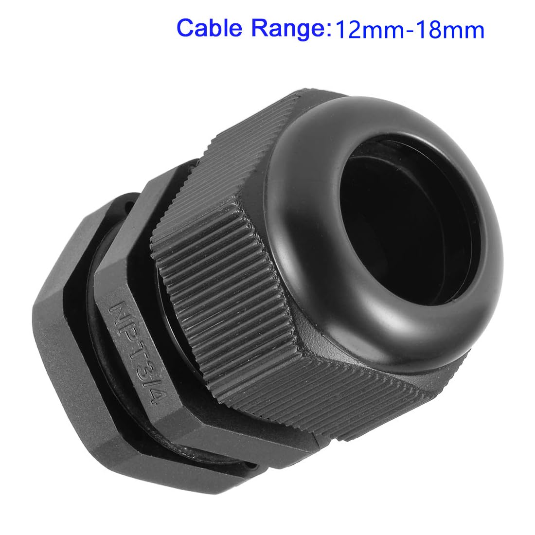 MACHSWON 5Pcs NPT3/4 Cable Gland - Durable Threaded Wire Connector with Locknut for 12-18mm Dia Cable Wire, Black - Image 2