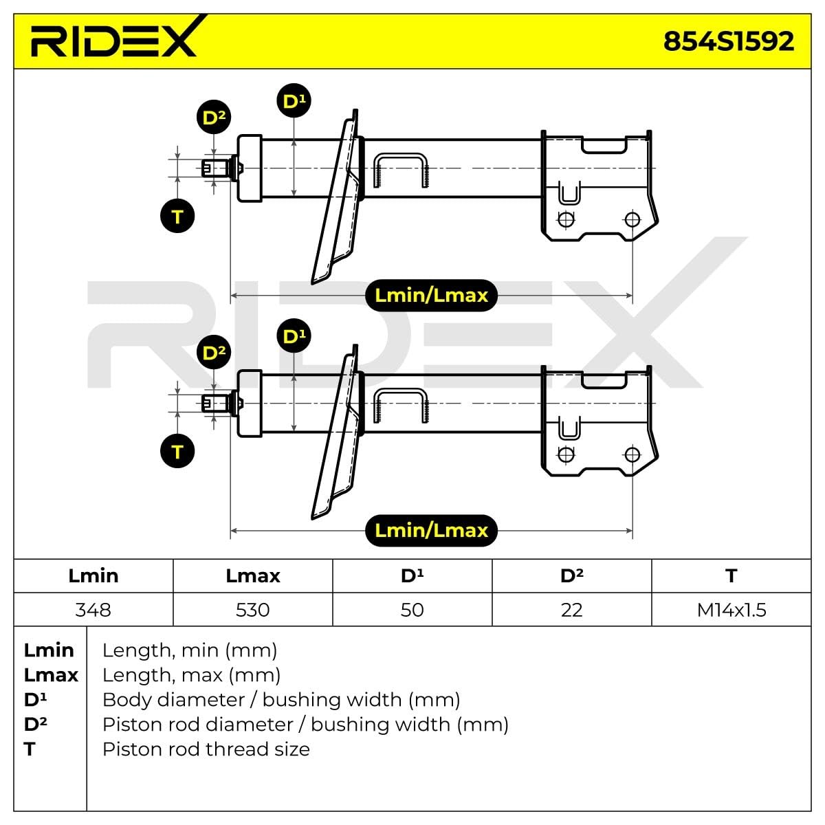 RIDEX 2x Amortisseur Avant Avant Droite Avant Gauche Pression de gaz Compatible avec OPEL Zafira B A05 Astra H 3/5 portes A04 Astra H GTC A04 Astra H Caravan A04 Astra H TwinTop A04