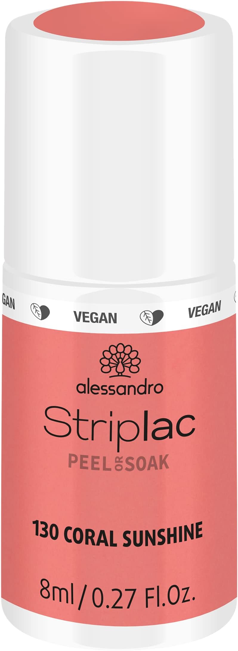 alessandro Striplac Peel or Soak Vegan Coral Sunshine - UV Nail Polish in Fresh Coral - For Perfect Nails in 15 Minutes 8 ml