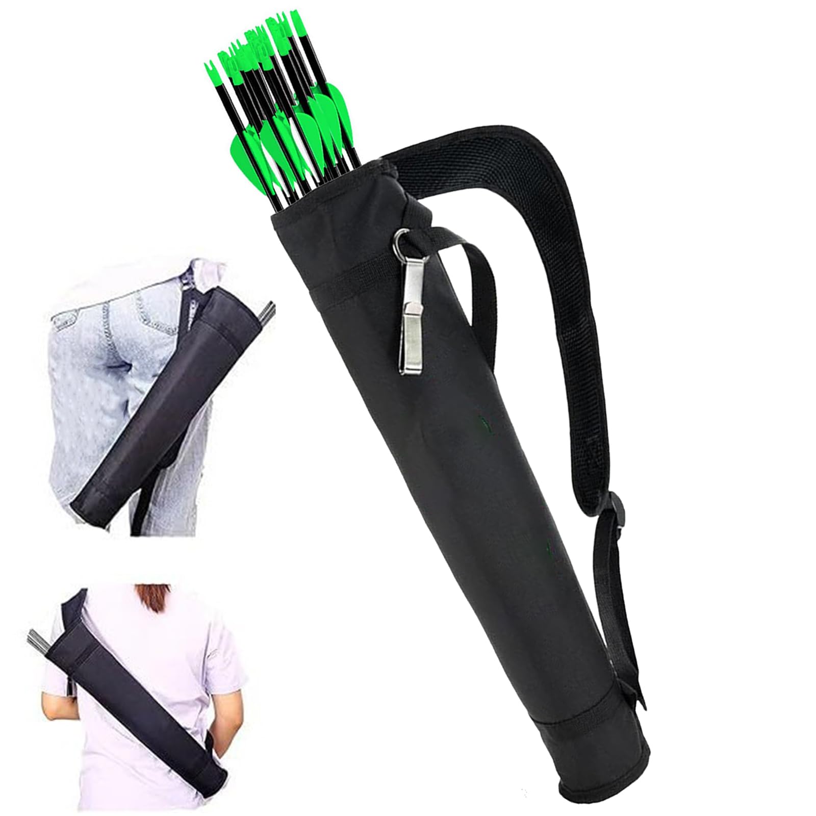 BOFYTR Quiver, Archery Quiver with Adjustable Strap, Durable Arrow Holder for Target Practice and Hunting Expeditions, Portable Black Arrow Storage Bag for Outdoor Training Activities