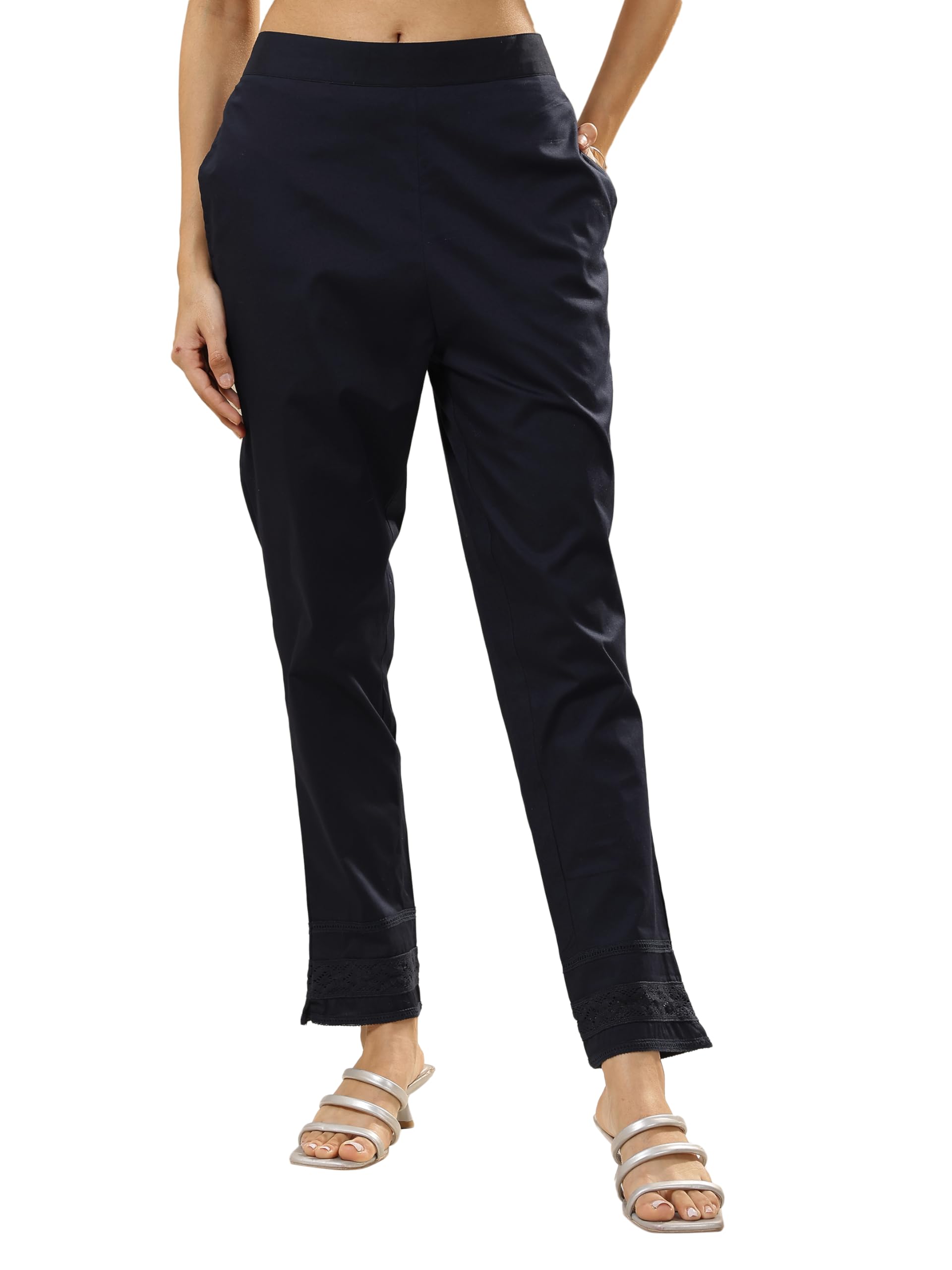 Solid Regular Fit Cotton Trousers-image-36