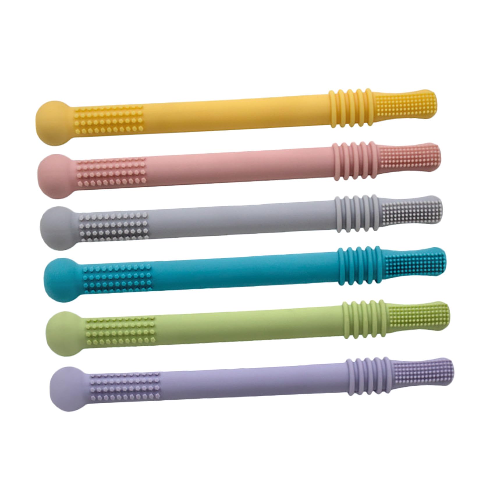 Kisangel Molar Tube in Silicone, Set da 6 Pezzi, per Dentizione | Tubo Cavo, Regali Shower e Compleanno, Presa Facile, Massaggio Gengive
