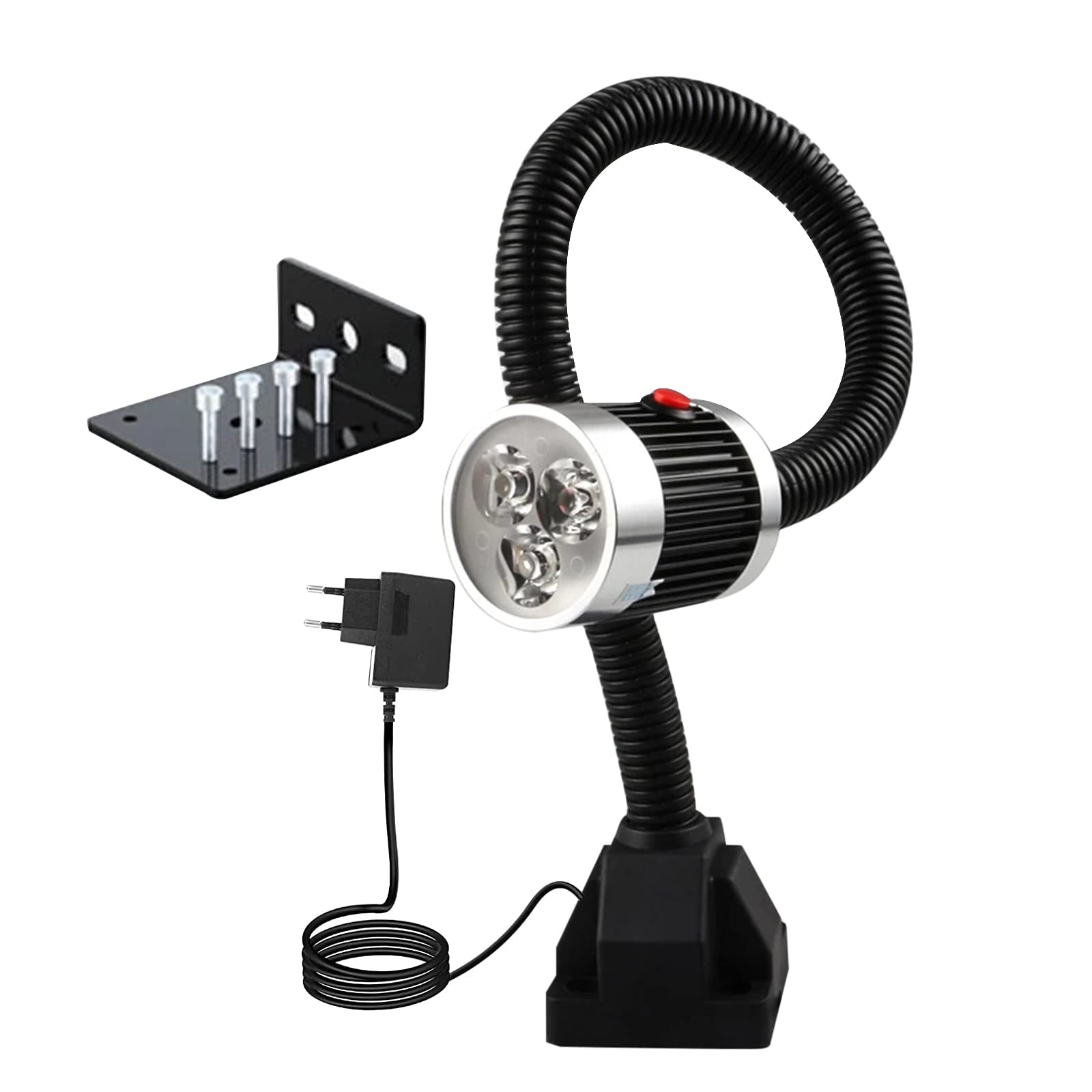 Luce flessibile a collo di cigno, 900 lumen LED luce di lavoro con base fissa per tornio CNC fresatrice macchina da cucire industriale banco da lavoro artigianale strumento di illuminazione lampada a