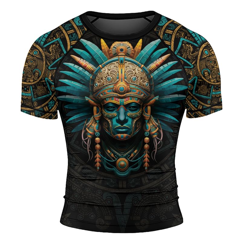 Jiu-Jitsu Aztec Rash Guard Men's Short Sleeve Fight Wear for Combat Sports Training MMA BJJ Grappling2