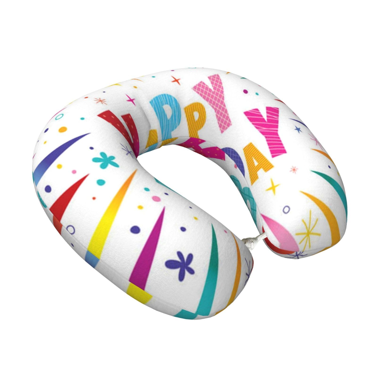 LKYMOH Happy Birthday, Travel Neck Pillow U-Shaped Memory Neck Support Soft Comfortable With Washable Cover For Airplane Car Traveling and Office