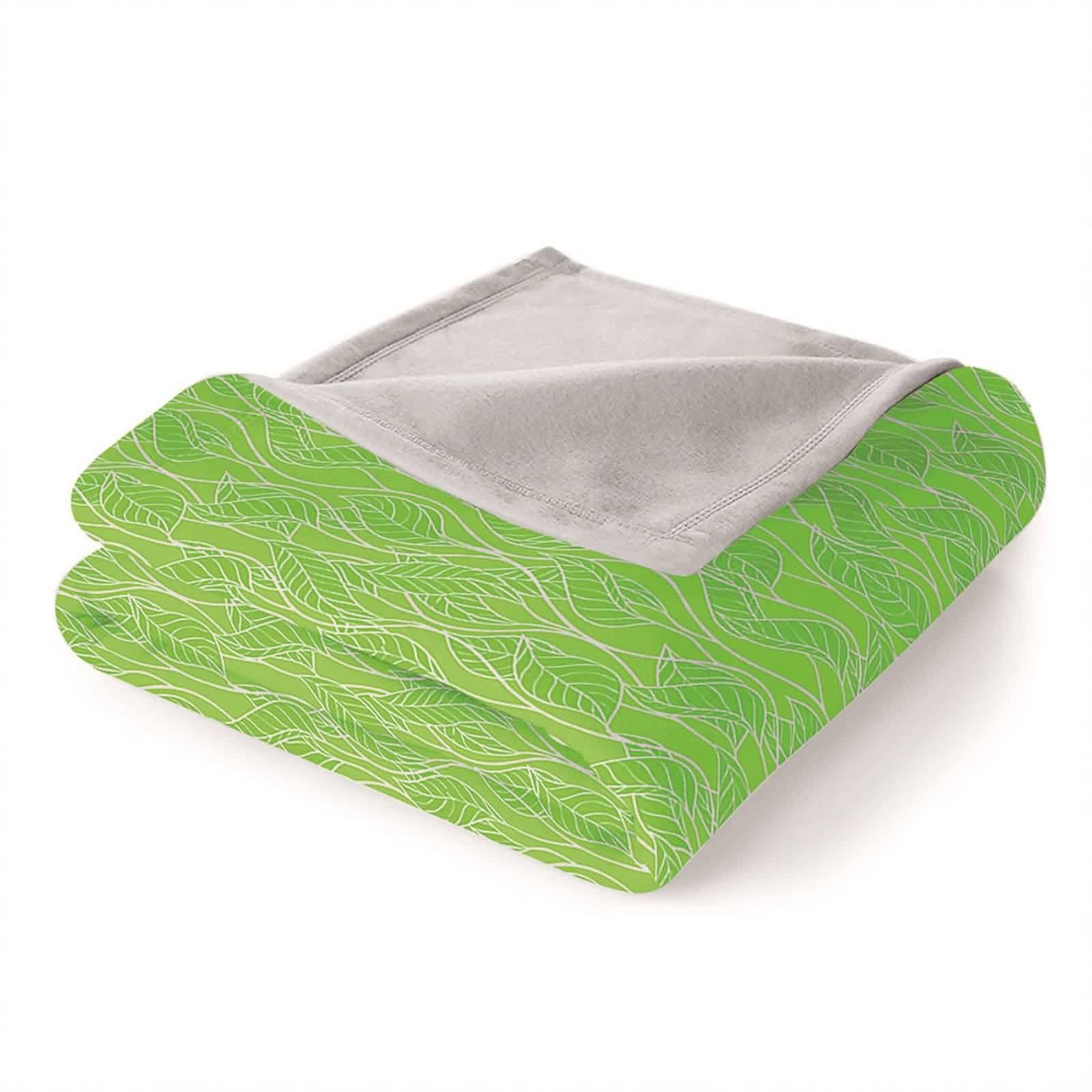 Warm Blanket, Fleecedecke Grün 150 x 200 Flanell Kuscheldecke Blatt Flanelldecke Weich Kuschelig Wohndecke Sofa Bett Geschenk