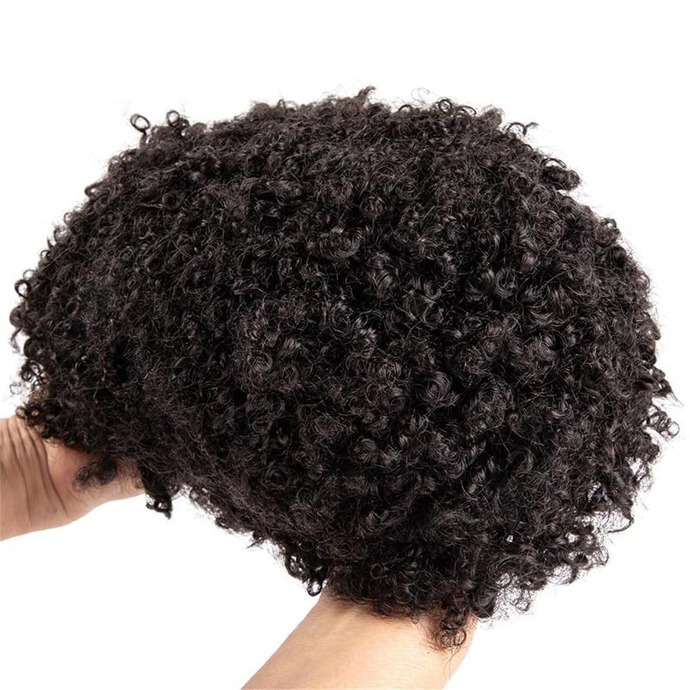 Tupecik męski Peruka Afro Curly dla mężczyzn 0,1 mm Wstrzykiwanie Pełna skóra męska Proteza włosów 6 Kręcone peruki z ludzkich Treski(6x9)