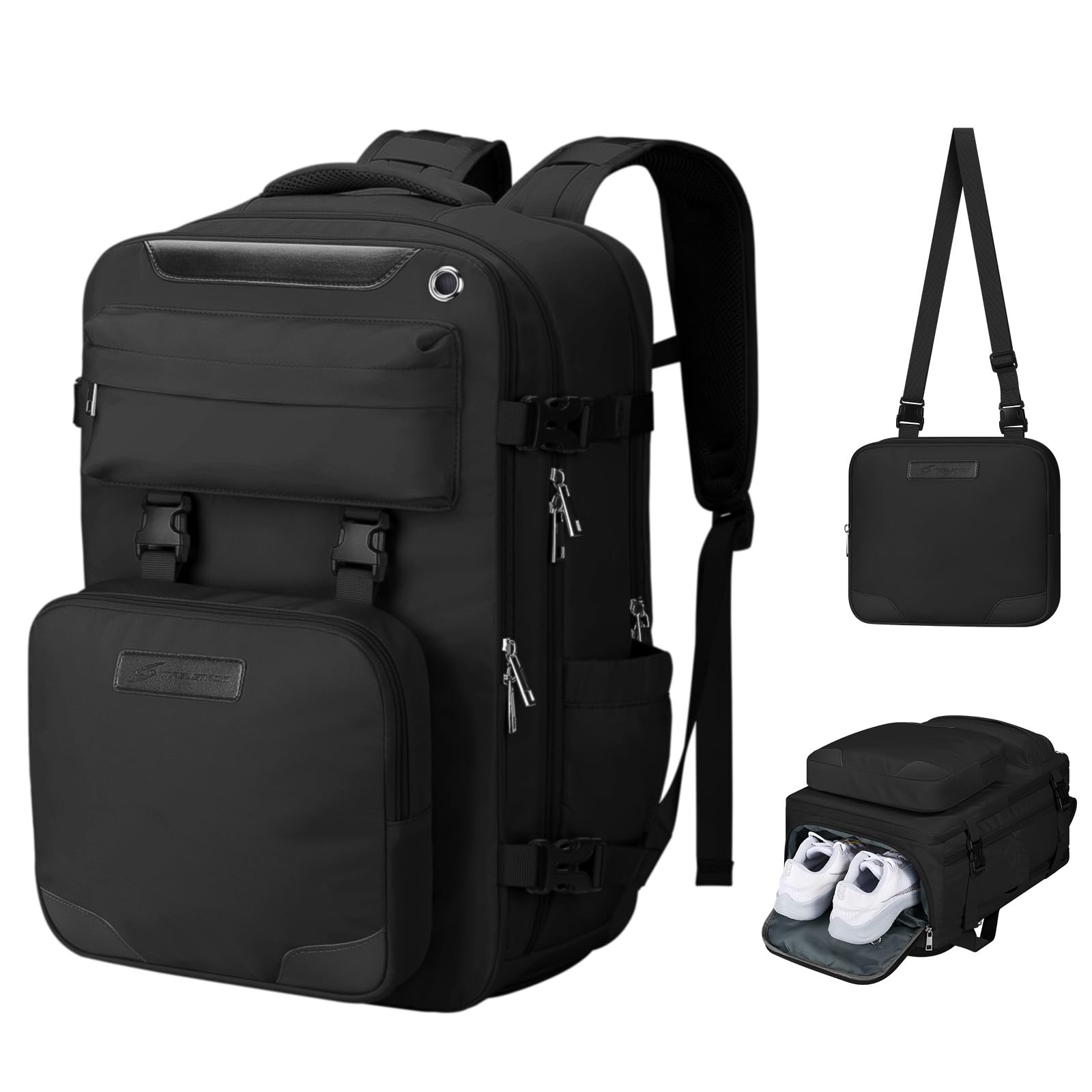 Maelstrom Travel Backpack for Women Men, 2 in 1 Crossbody Bag Laptop Backpack Fits 17.3 Inch Laptop, 26L Work Bag, Carry on Backpack