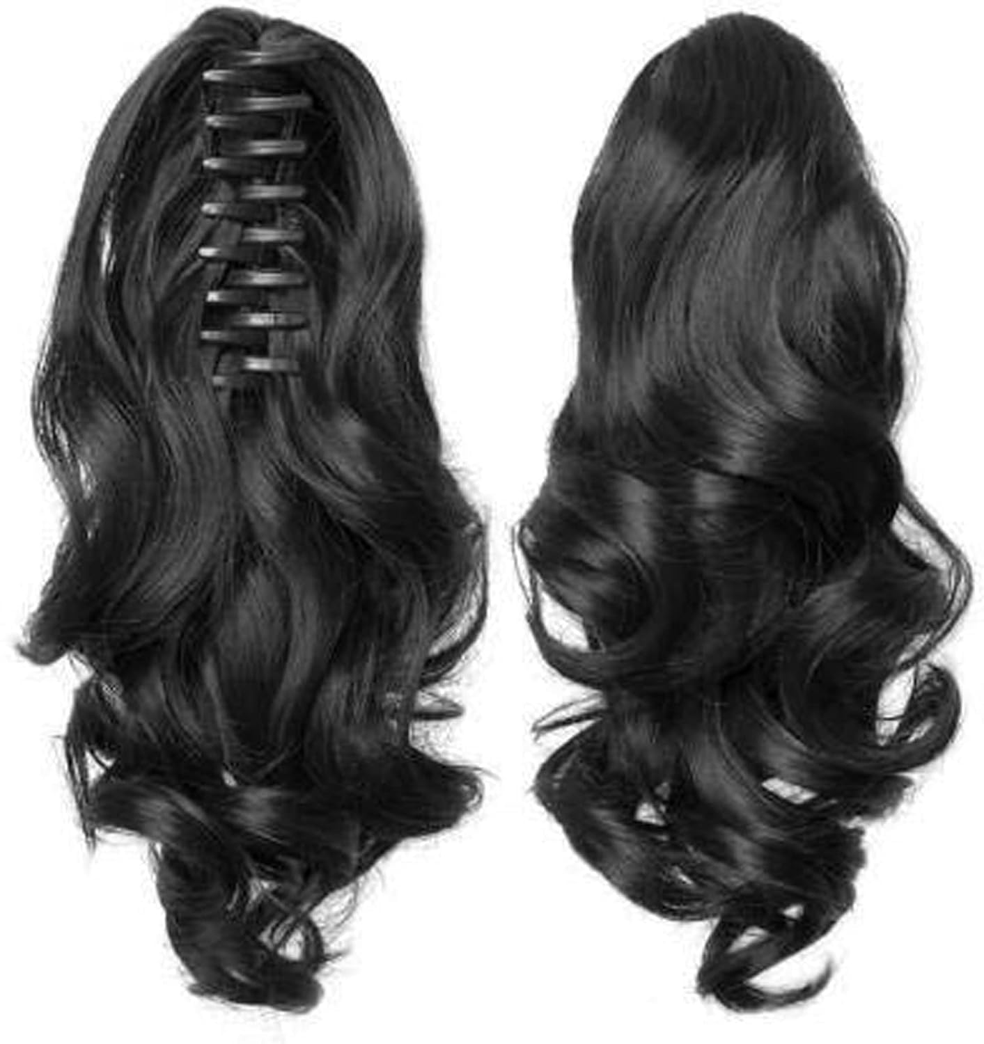 BELLA HARARO Hair Extensions And Wigs Ponytails Hairpiece Wavy Claw Clip AND Ponytail Clature 22 inch (Black)-Pack Of 1
