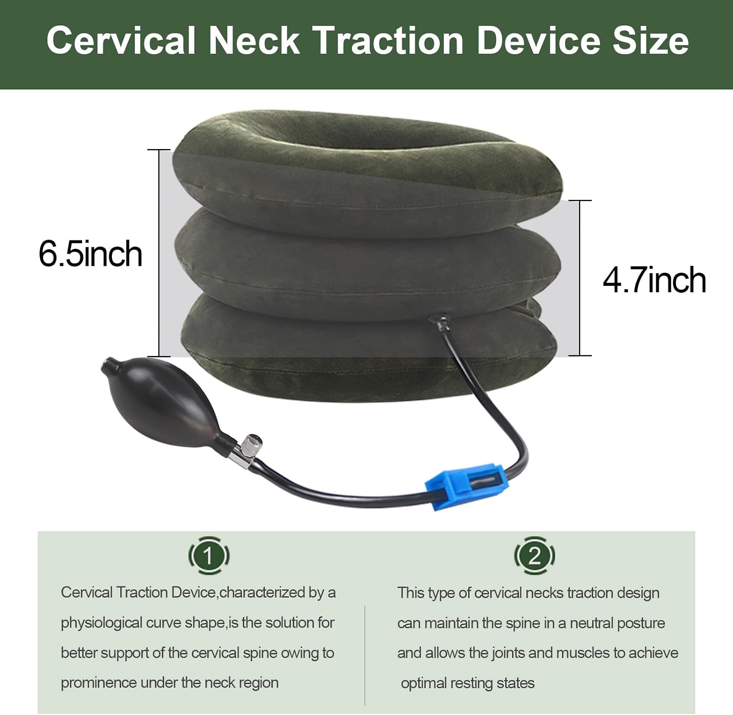 Cervical Neck Traction Device,inflatable neck extended version of the traction stand, relieve neck pain and shoulder pain, and effectively correct poor sitting posture (including health care tutorial)