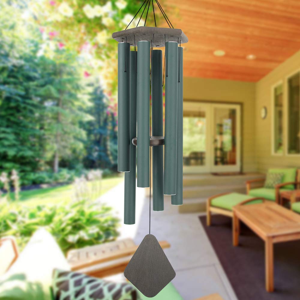 Carillón de Viento Grande para Exteriores, Sonido Profundo, 112 cm, campanillas de Viento de Consuelo para Exteriores, melodía calmante afinada, carillón de Viento conmemorativo con 6 Tubos Pesados