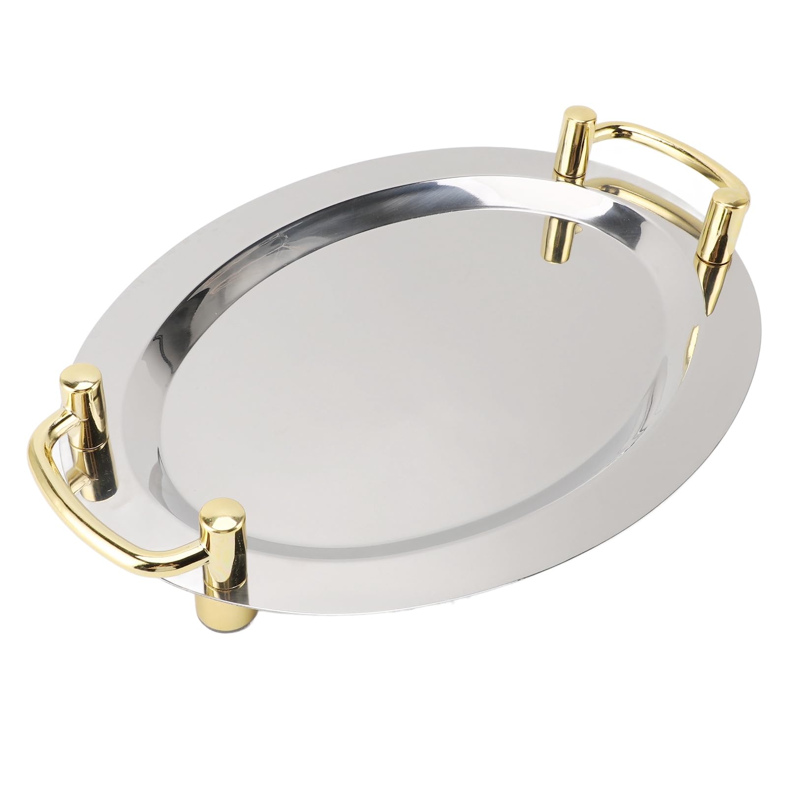Ausla Plato de Acero Inoxidable Bandeja para Servir de Acero Inoxidable 304 con Asa Acabado de Espejo Plato de Cena Portátil para Restaurante Hotel Buffet Banquete Boda Servicio de Comida (#3)