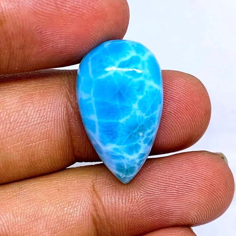 Larimar naturel cabochon poire 25x14mm pour création de bijoux uniques
