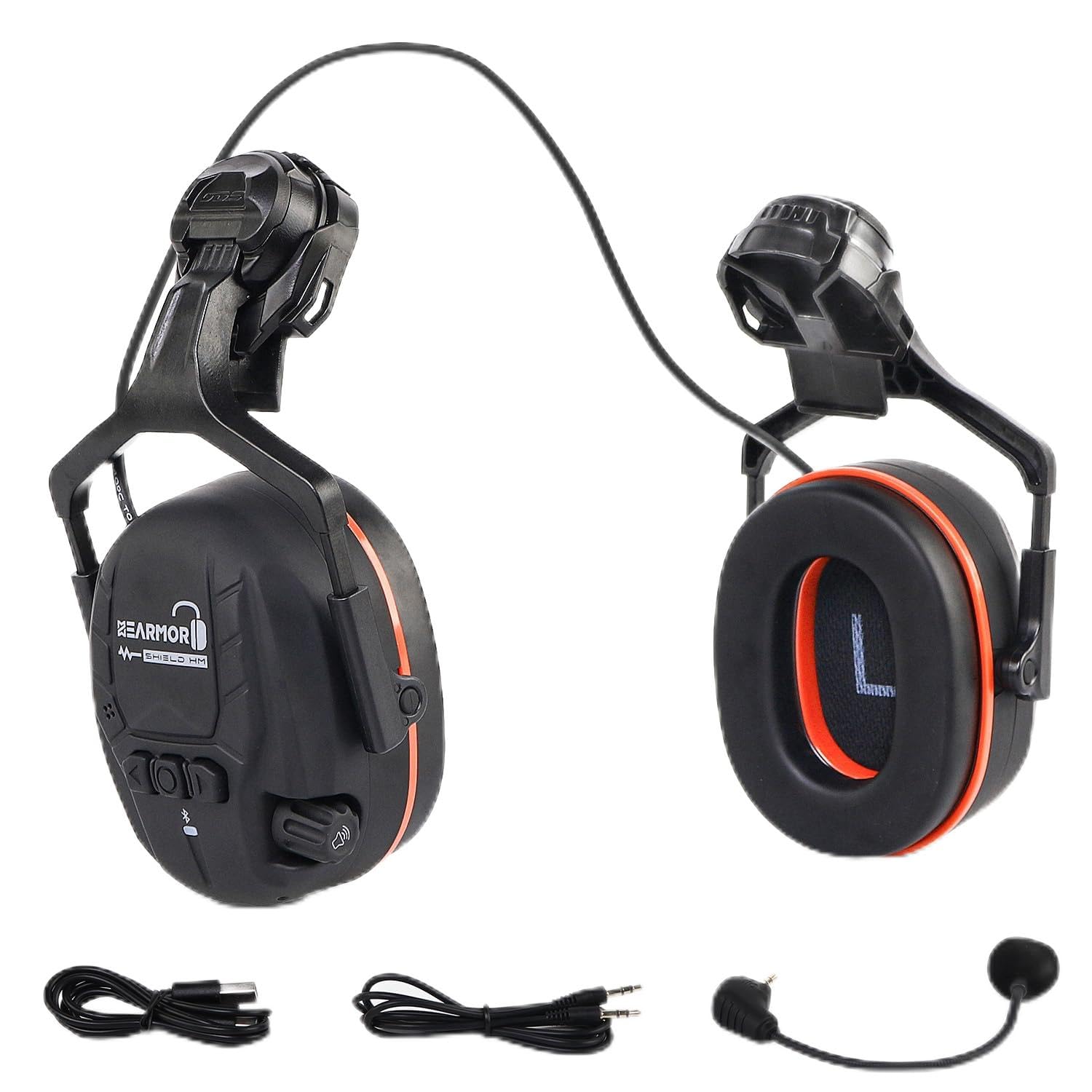 HEARMOR Cuffia protettiva rigida Bluetooth, SNR 32 dB, protezione acustica fissata al casco, per lavori di tosaerba e lavori ad alto rumore