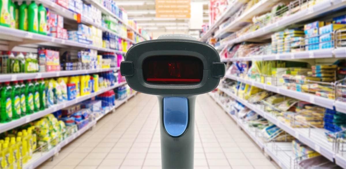 UNITECH MS836 Barcode Scanner with USB cable connected