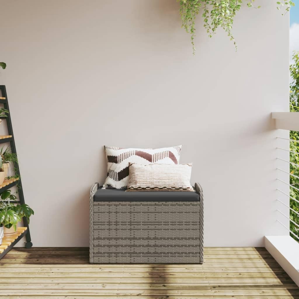 Gecheer Cassapanca da Esterno con Cuscino, Portaoggetti con Apertura a Gas, 80x51x52 cm, Rattan PE e Acciaio Verniciato, Seduta Comoda per Giardino, Terrazza e Patio