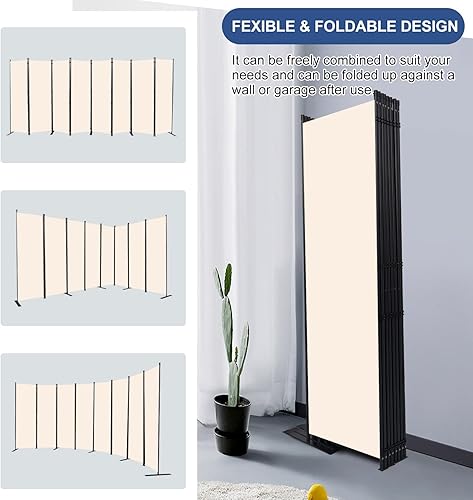 Miniatura 10 de Room Divider and Folding Privacy Screens 8 Panel Wide Room Divider Wall Screen for Room Separtition, Partition Room Dividers Fabric Panel Wall