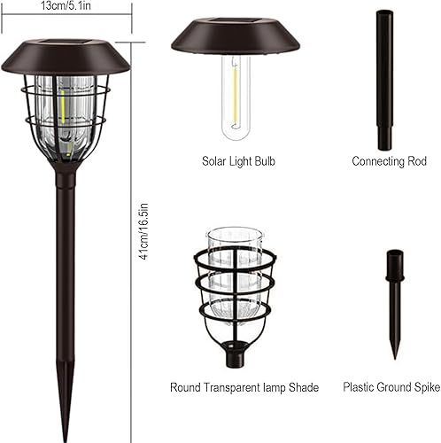 Miniatura 6 de SOLARBABY Luces solares de metal para caminos al aire libre, paquete de 2 luces solares brillantes para exteriores, impermeables, para patio,