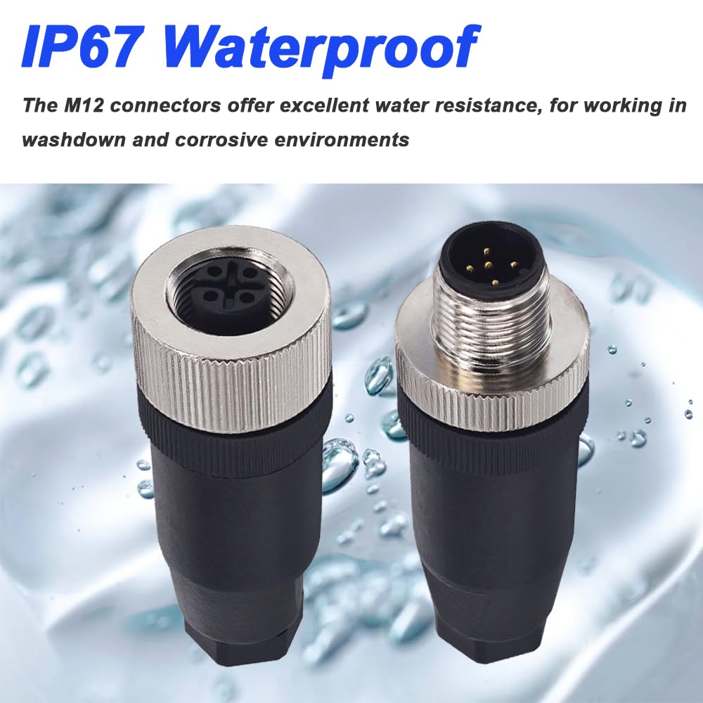 Xiatiaosann 5-Pin M12-Buchse Panel Aviation Wire Connector, 12mm männlich und weiblich industriellen Panel Back Mount Connector mit Outdoor wasserdicht IP67 (8 Stück)