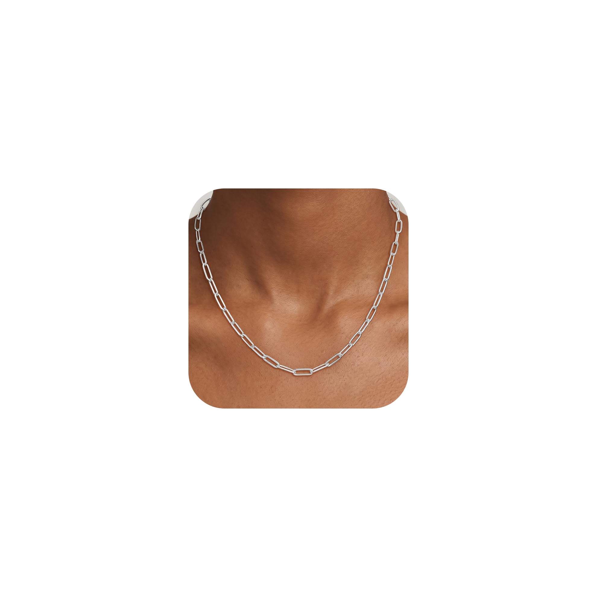 S925 Sterling Silber Over Kette Damen 5MM Breit Büroklammer Kette