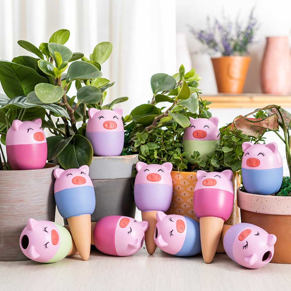BESPORTBLE Pointes D'arrosage en Terre Cuite 4 Pièces Cochon Pointes D'arrosage Automatique Globes Animal Mignon Jardinières en Terre Cuite À Arrosage Automatique Arroseur Automatique