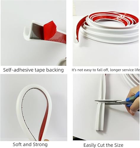 Miniatura 3 de Canaleta de lluvia en forma de J, respaldo adhesivo de 1 pulgada, moldura de tira desviadora de lluvia de techo para vehículos, camiones, caravanas,