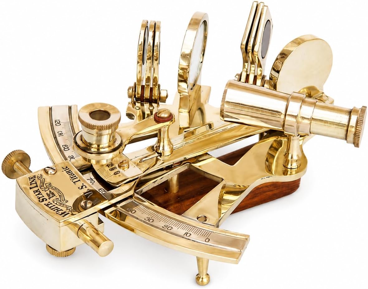 5" Polished Premium Brass Nautical Sextant Handcrafted Luxurious Case | Pirate's Premium Nautical Decor Gifts & Collectibles