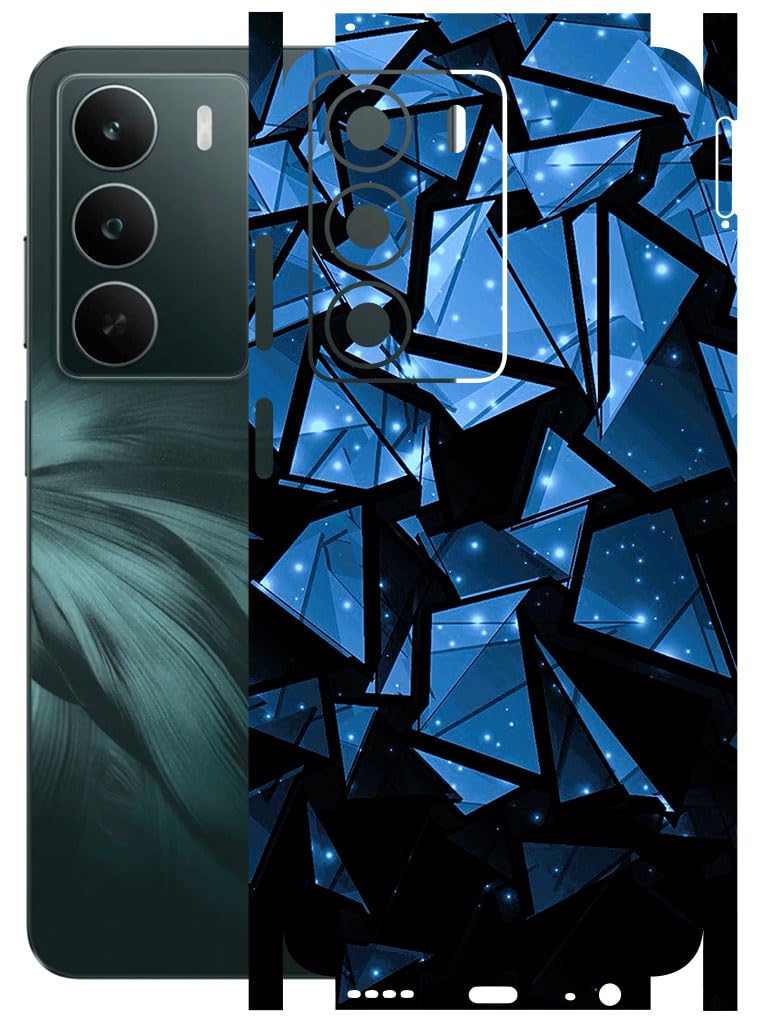AtOdds - Full Body Back Screen Guard Protector Film - Lamination Wrap Skin Sticker Compatible with REALME C75 (5G) | Scratchproof Matte Finish (Blue Crystals)-image-22