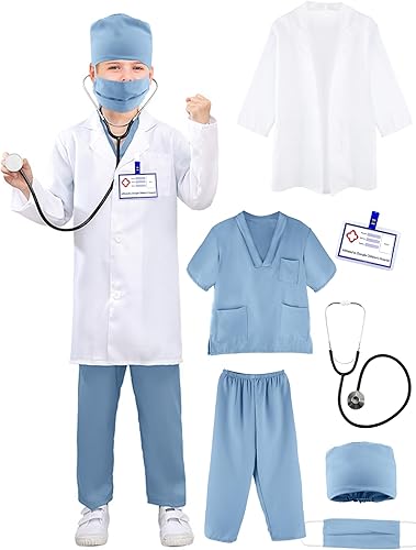Conjunto de disfraz de médico para niños, uniforme de médico quirúrgico con estetoscopio, juguetes para niños y niñas, disfraz de Halloween, cosplay