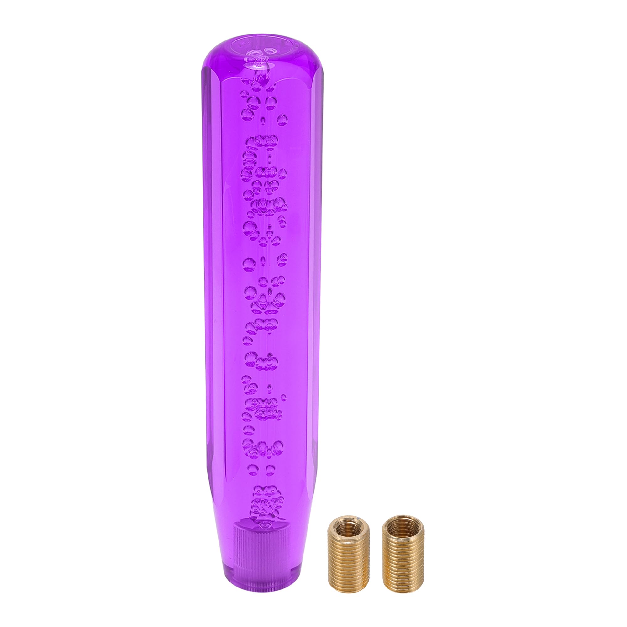 Pomello Del Cambio Auto Ottagonale Universale Viola 1 Set | In Acrilico Dimensioni 25x4.8cm Adattatori M8x1.25/M10x1.25 Per Veicoli Automatici E Manuali 2 Adattatori Inclusi