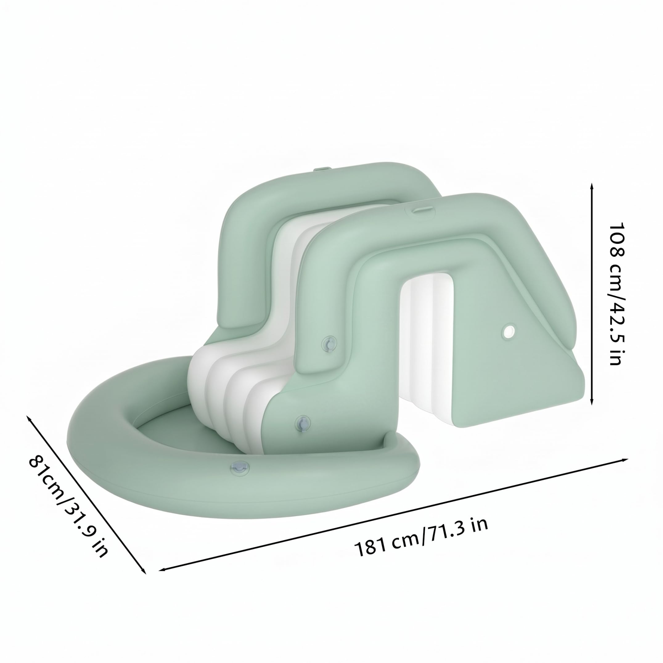 Toboggans gonflables pour Piscine, Toboggan de Piscine Hors Sol en PVC épais, Base Stable remplie d'eau, Installation Facile, Jouets de Cour d'été, 71x42, 5x32 Pouces, Vert Clair