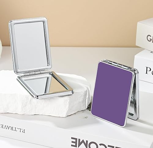 Miniatura 108 de Espejo de bolsillo, pequeño espejo de viaje con aumento, espejo cosmético portátil de doble cara con aumento para uso diario (mármol azul)