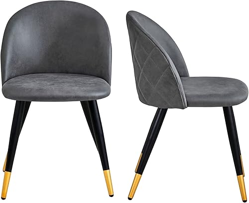 FurnitureR Juego de 2 sillas de comedor, sillas de comedor de cocina con asiento de cojín suave, patas de metal, modernas sillas laterales de