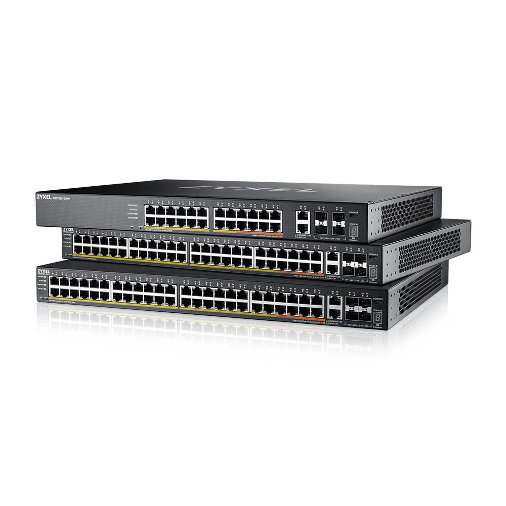 Zyxel 48-Port GbE L3 Access PoE+ Switch with 6 10G Uplink (600 W) (XGS2220-54HP) | 48x Puertos Gigabit PoE + 2x 10G PoE + 4x 10G SFP+, Presupuesto Total PoE de 600W, Diseño con Smart Fan, Capa 3, NebulaFlex