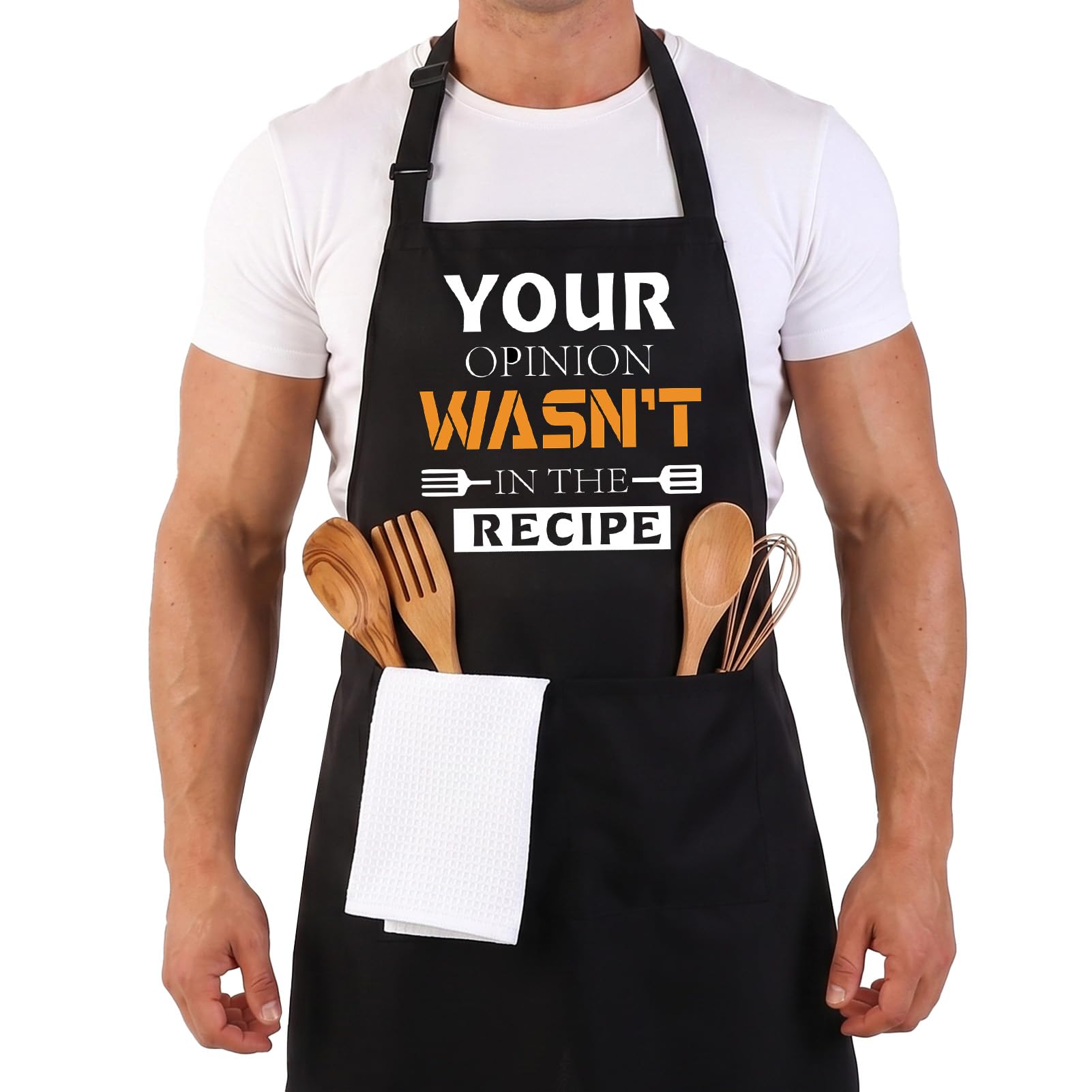 ViEinkaufen Funny Chef BBQ Apron Adjustable Pockets for Men Husband Dad