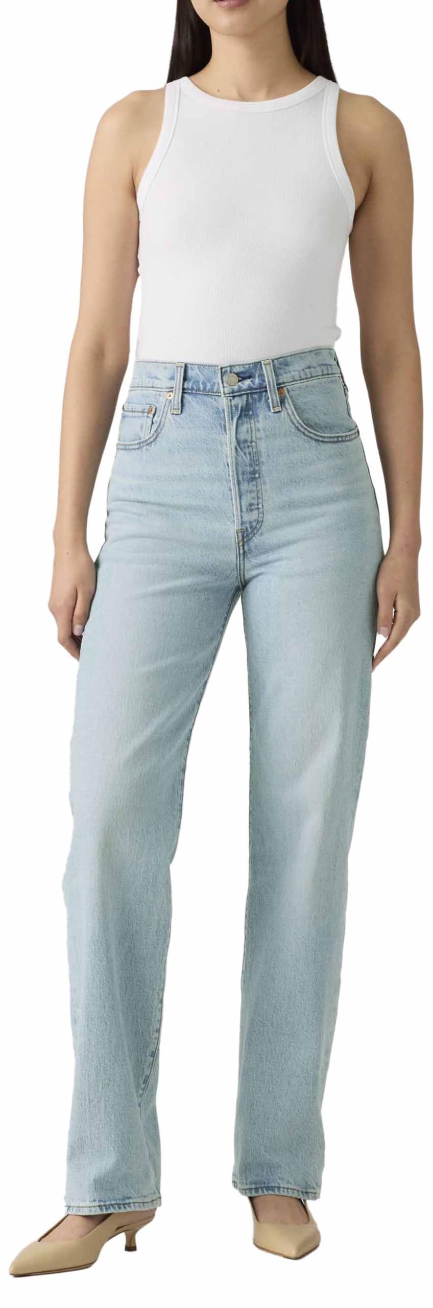Levi's Ribcage Full Length Blasted Stone Clean