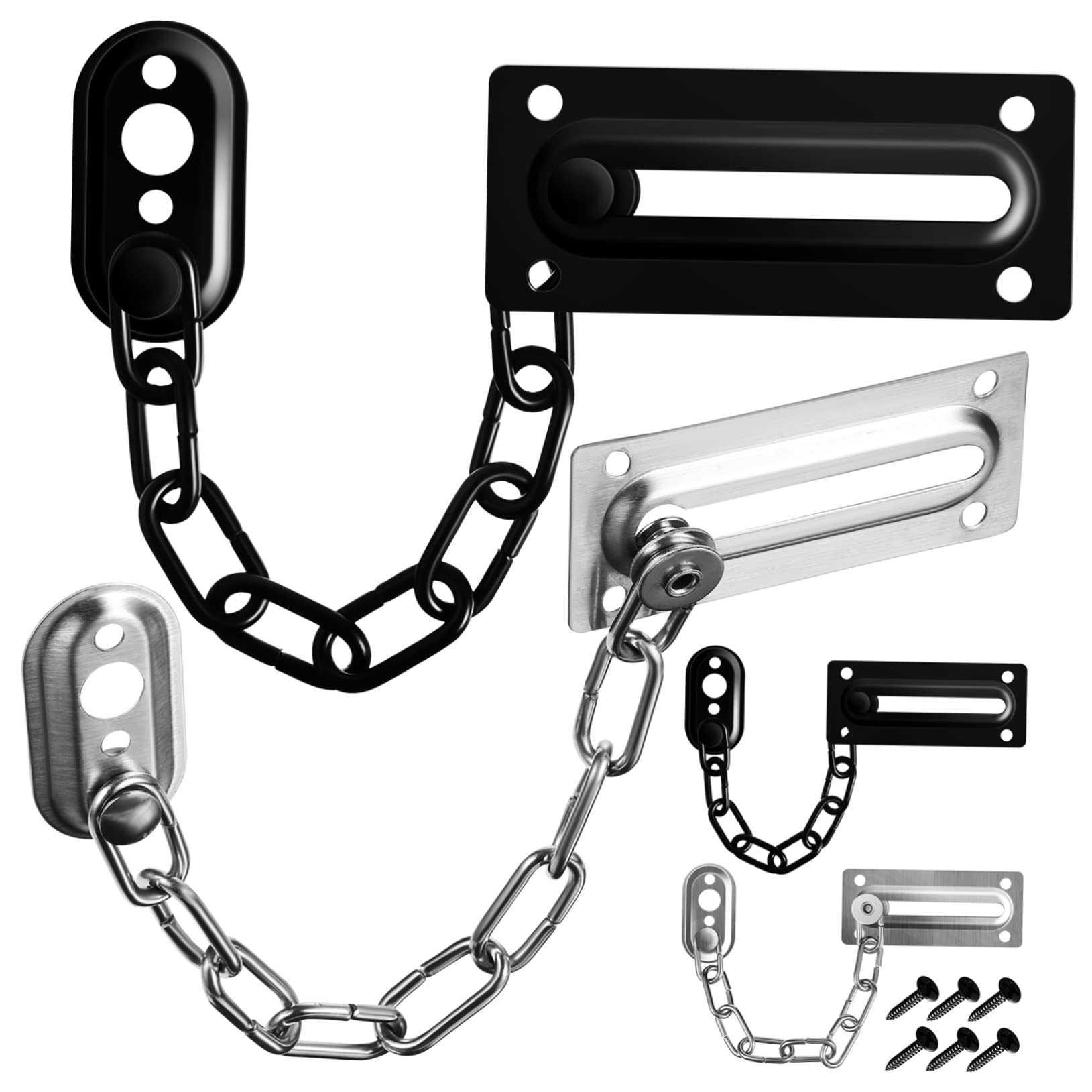 NUOBESTY 4pezzi Catena Sicurezza Per Porta in Acciaio Inossidabile Abbinate Chiusura Per Porte Interne Ingresso Serratura Resistente Per Case e Uffici