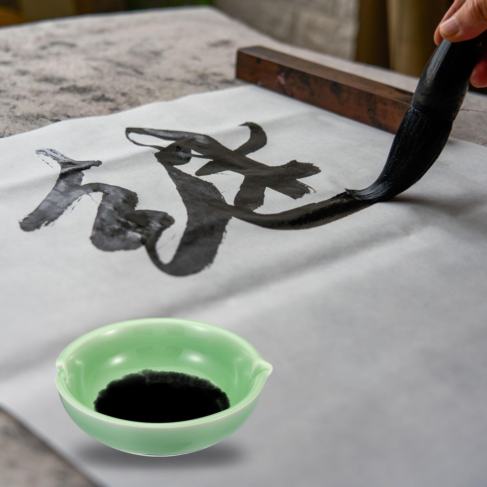 PATIKIL Ink Dish Plate for Chinese Calligraphy Writing Ceramics Ink Holder Rest Ink, Water Dish - Image 4